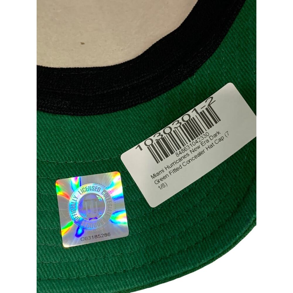New Era Cap 7 1/8 Miami Hurricanes  Fitted Concealer Cap - Picture 9 of 10